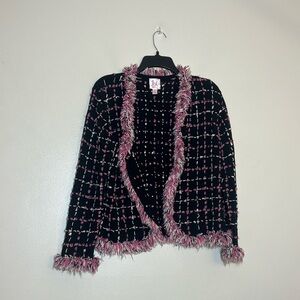 Vintage Pink Poodle Tweed Jacket Sweater Large